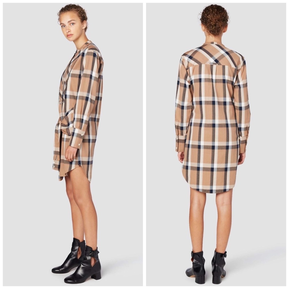 nwt  10 crosby derek lam tie waist flannel dress - Picture 10 of 10